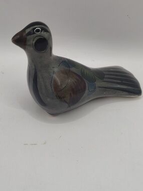 Vintage Mexican Tonala Pottery Bird Figurine, Dove 3.5"